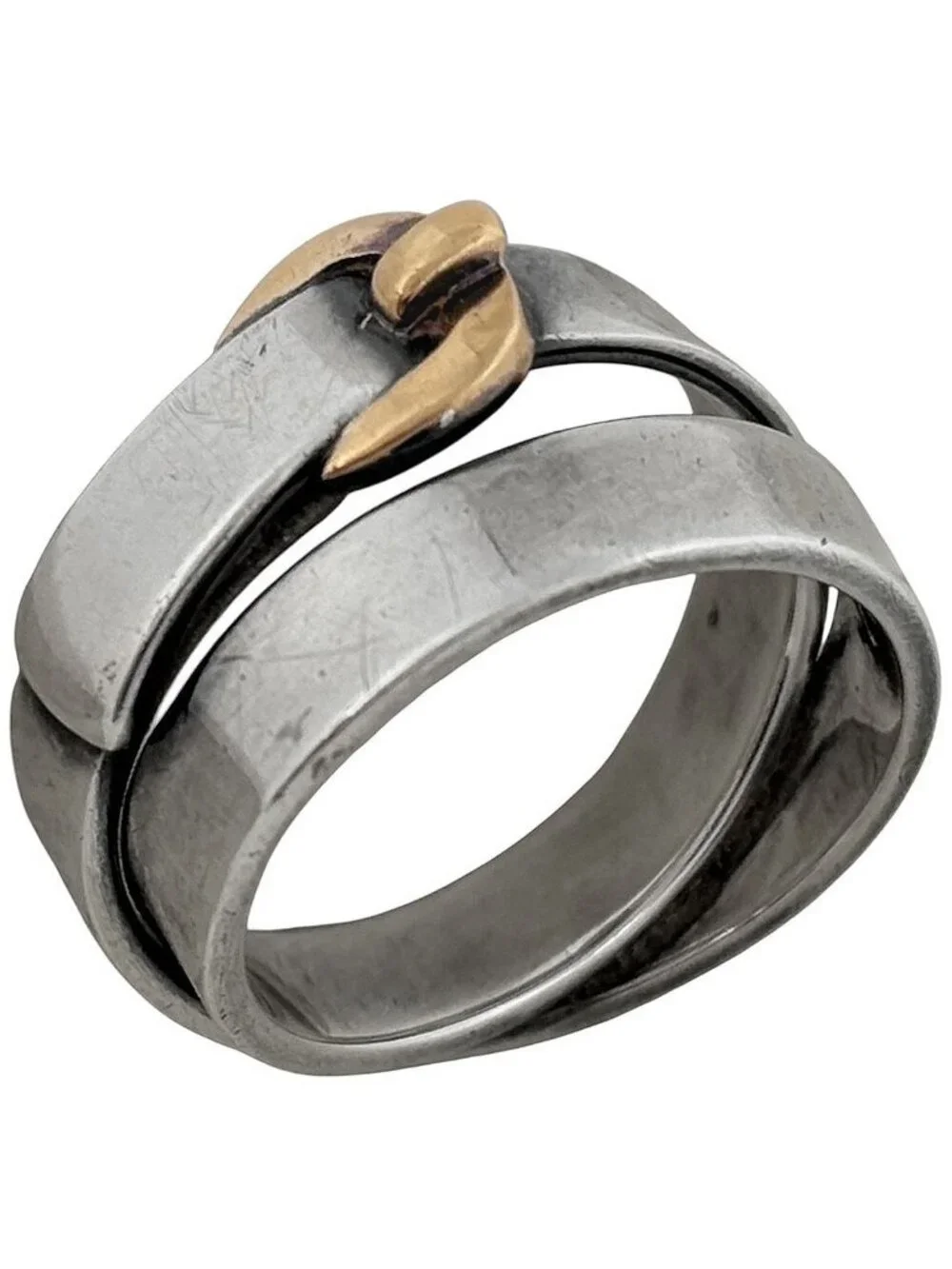 Hermes Ceinture Ring Belt Motif 18k Silver Gold